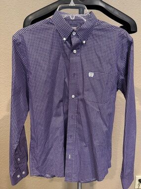 Cinch Youth Purple Geometric Button-Down Shirt